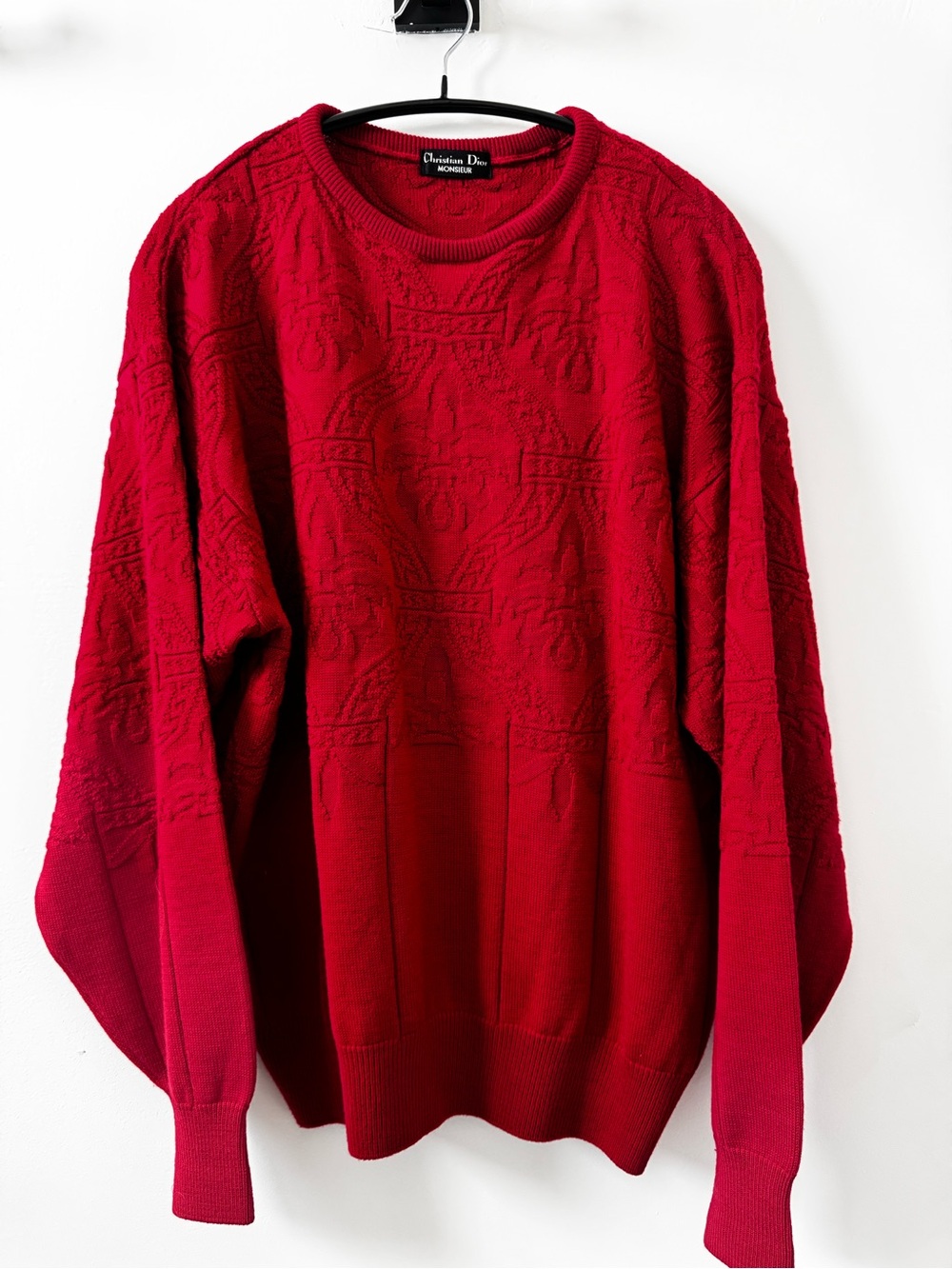 Dior Men’s Crimson Textured Crewneck Sweater